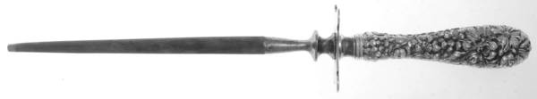 Stieff Rose (Sterling, 1892, No Monograms) Small Steel Knife Sharpener,Strlguard,Full Repouss by Kirk Stieff