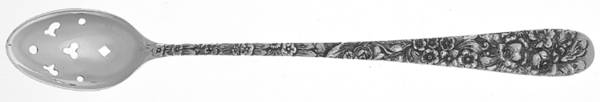 Stieff Rose (Sterling, 1892, No Monograms) Pierced Bowl Long Handle Olive Spoon by Kirk Stieff
