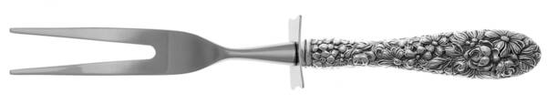 Stieff Rose (Sterling, 1892, No Monograms) Carving Fork Small with Stainless Prongs HC