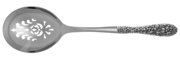 Stieff Rose (Sterling, 1892, No Monograms) Casserole Spoon with Pierced Stainless Bowl HC