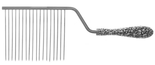 Stieff Rose (Sterling, 1892, No Monograms) Cake Breaker with Silverplate Prongs HC
