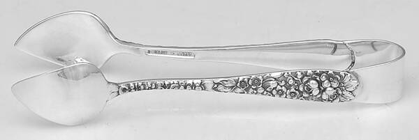 Stieff Rose (Sterling, 1892, No Monograms) Sugar Tongs Solid HC