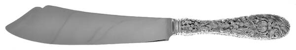 Stieff Rose (Sterling, 1892, No Monograms) Cake Slicer w/Stainless Blade,Full Repousse by Kirk Stieff