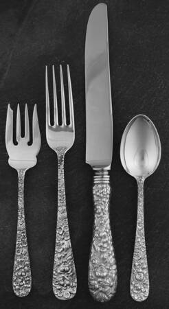 Stieff Rose (Sterling, 1892, No Monograms) 32  Piece Estate Set