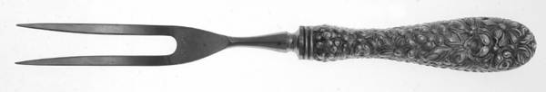 Stieff Rose (Sterling, 1892, No Monograms) Small Steak Carving Fork with Stainless Prongs