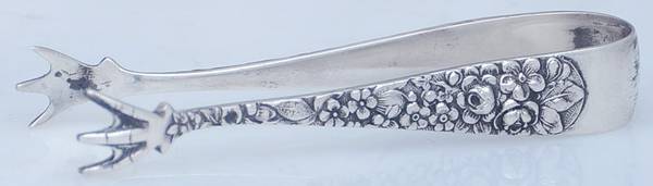 Stieff Rose (Sterling, 1892, No Monograms) Bon Bon Tongs