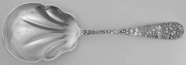 Stieff Rose (Sterling, 1892, No Monograms) Medium Solid Salad Serving Spoon