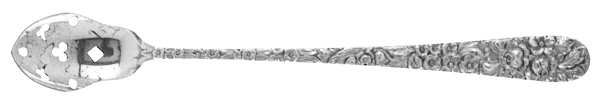Stieff Rose (Sterling, 1892, No Monograms) Pierced Bowl Long Handle Olive Spoon