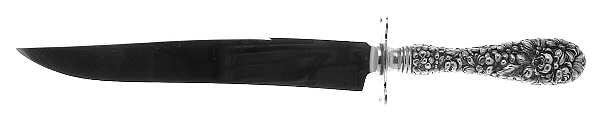 Stieff Rose (Sterling, 1892, No Monograms) Large Stainless Blade Roast Carving Knife by Kirk Stieff