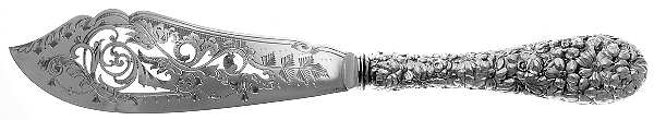 Stieff Rose (Sterling, 1892, No Monograms) Hollow Handle Fish Serving Knife, Silverplt Blade