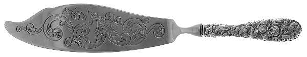 Stieff Rose (Sterling, 1892, No Monograms) Engraved Fish Serving Knife-Stainless Blade