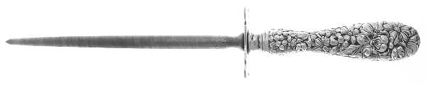 Stieff Rose (Sterling, 1892, No Monograms) Small Steel Knife Sharpener,Strlguard,Full Repouss