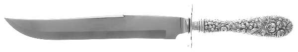 Stieff Rose (Sterling, 1892, No Monograms) Small Carving Knife W/Sterling Guard,Full Repousse