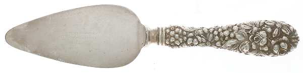 Stieff Rose (Sterling, 1892, No Monograms) Cheese Server w/Slvp Blade,Full Repousse