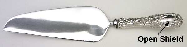 Stieff Rose (Sterling, 1892, No Monograms) Pie & Cake Server w/Stnl Blade,Full Repousse
