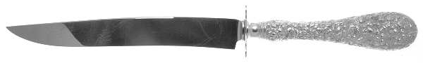 Stieff Rose (Sterling, 1892, No Monograms) Large Carving Knife W/Sterling Guard,Full Repousse