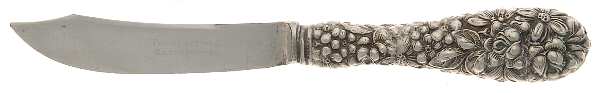 Stieff Rose (Sterling, 1892, No Monograms) Full Repousse Individual Silverplate Fruit Knife