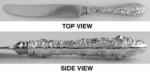 Stieff Rose (Sterling, 1892, No Monograms) New French Hollow Knife with Bolster
