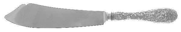 Stieff Rose (Sterling, 1892, No Monograms) Cake Slicer w/Stainless Blade,Full Repousse by Kirk Stieff