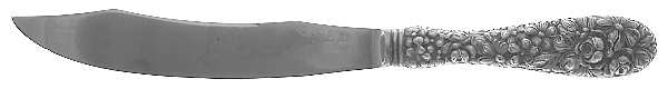 Stieff Rose (Sterling, 1892, No Monograms) Game Carving Knife,Stnls Blade,Full Repousse by Kirk Stieff