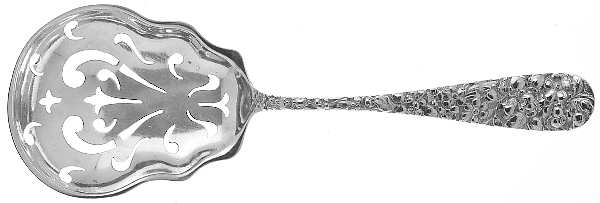 Stieff Rose (Sterling, 1892, No Monograms) Large Pierced Pea Serving Spoon