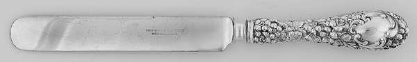 Stieff Rose (Sterling, 1892, No Monograms) Old French Hollow Knife with Bolster,Full Repousse