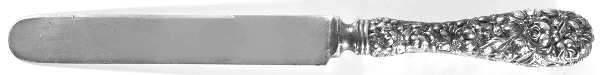 Stieff Rose (Sterling, 1892, No Monograms) Old French Hollow Knife with Bolster,Full Repousse by Kirk Stieff