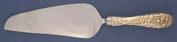 Stieff Rose (Sterling, 1892, No Monograms) Pie & Cake Server w/Stnl Blade,Full Repousse by Kirk Stieff