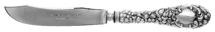 Stieff Rose (Sterling, 1892, No Monograms) Individual Fruit Knife, Silverplate Blade w/Shield