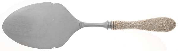 Stieff Rose (Sterling, 1892, No Monograms) Pastry Server w/Stainless Blade,Full Repousse by Kirk Stieff
