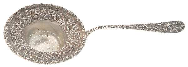 Stieff Rose (Sterling, 1892, No Monograms) Solid Individual Overcup Tea Strainer