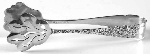 Stieff Rose (Sterling, 1892, No Monograms) Large Solid Sandwich Tongs