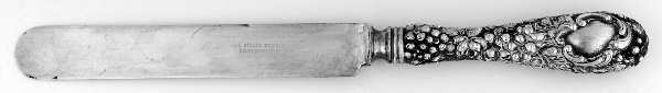 Stieff Rose (Sterling, 1892, No Monograms) Blunt Hollow Knife with Bolster,Full Repousse