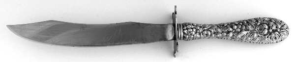 Stieff Rose (Sterling, 1892, No Monograms) Small Carving Knife W/Sterling Guard,Full Repousse