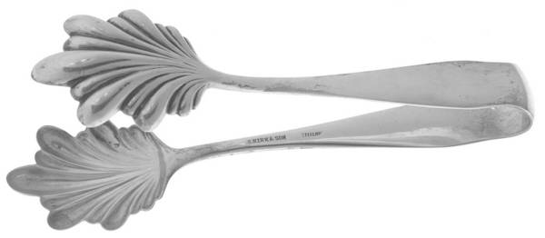 Wadefield (Sterling, 1850) Large Ice Serving Tongs with Bowl Tips