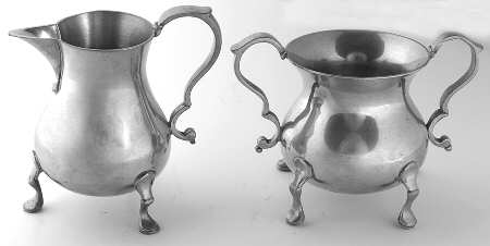 Williamsburg (Pewter, Hollowware) Mini Creamer and Open Sugar Set