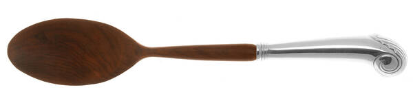 Williamsburg Shell (Sterling, 1970) Salad Serving Spoon with Wooden Bowl HC