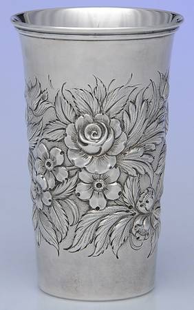 Repousse-Full Chased-Hand Chased Sterling Tumbler