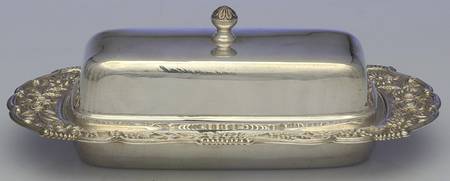 Repousse-Full Chased-Hand Chased 1/4 Pound Covered Butter Dish