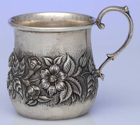 Repousse-Full Chased-Hand Chased Sterling Child's Cup