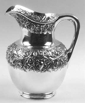 Repousse-Full Chased-Hand Chased Sterling Water Pitcher