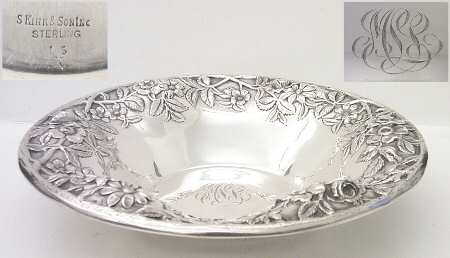 Repousse-Full Chased-Hand Chased 10" Round Low Vegetable Bowl