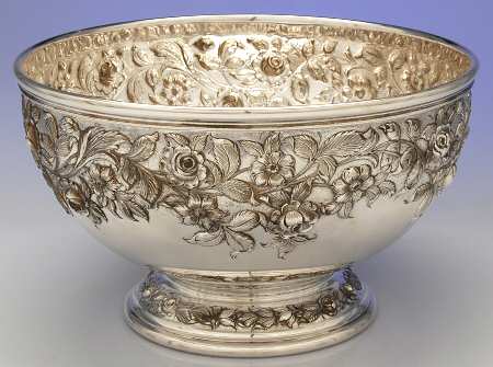 Repousse-Full Chased-Hand Chased Punch Bowl