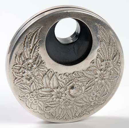 Repousse-Full Chased-Hand Chased 2" Round Atomizer Weighted