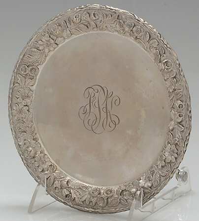 Repousse-Full Chased-Hand Chased Sterling Card Tray