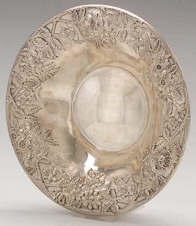 Repousse-Full Chased-Hand Chased 10" Round Low Vegetable Bowl