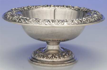 Repousse-Full Chased-Hand Chased 10" Pedestal Fruit Bowl