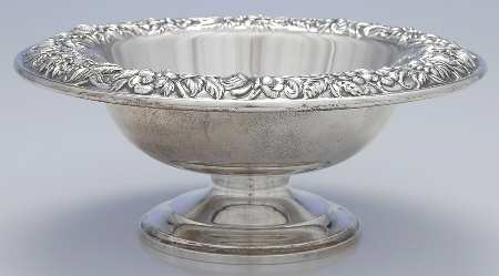 Repousse-Full Chased-Hand Chased 10" Pedestal Fruit Bowl