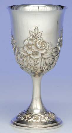 Repousse-Full Chased-Hand Chased Water Goblet