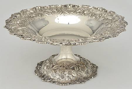 Repousse-Full Chased-Hand Chased Round Compote (Height X Width)